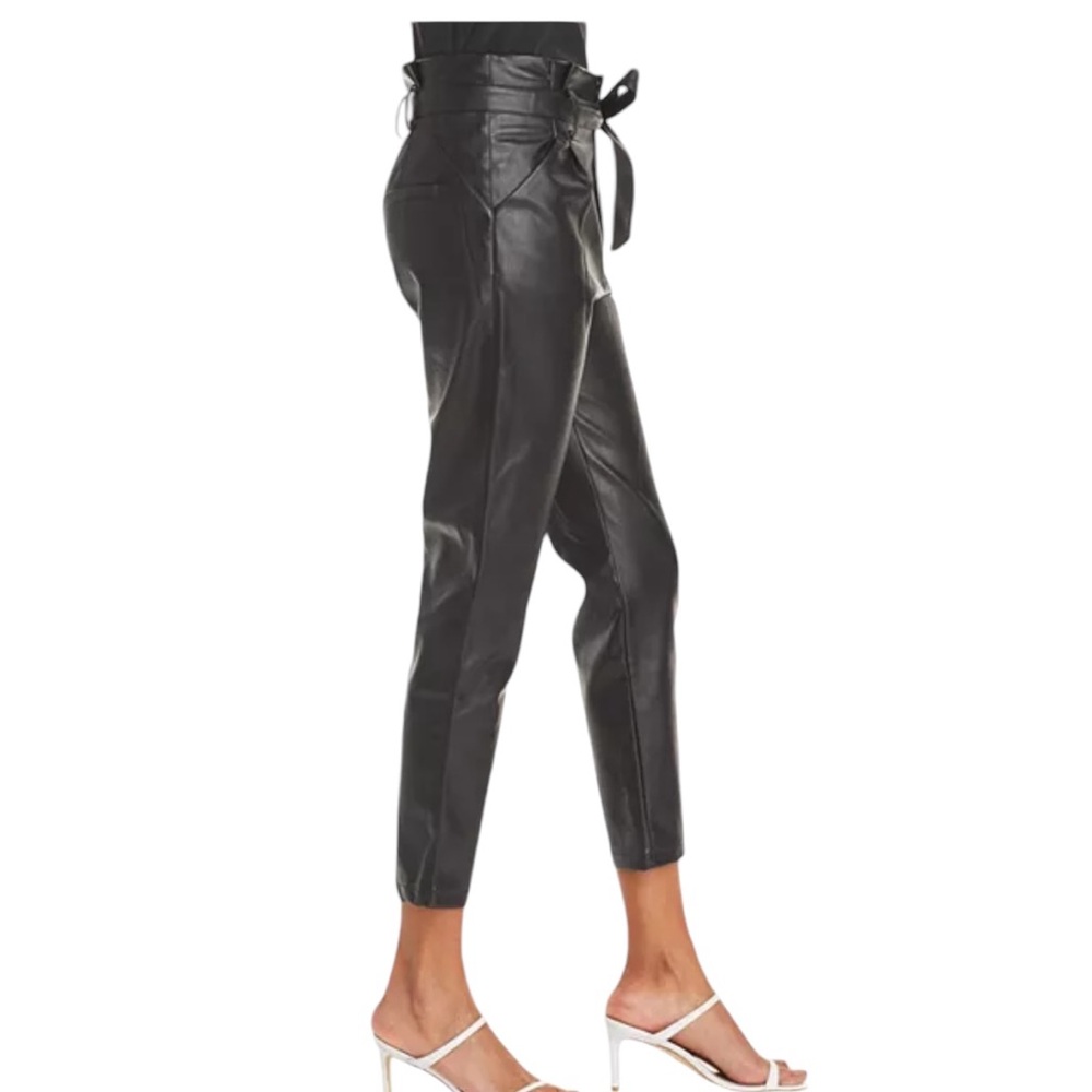 Lucy Paris Faux Leather Paperbag High Waist Ankle Pants Black NEW Large - Picture 5 of 9